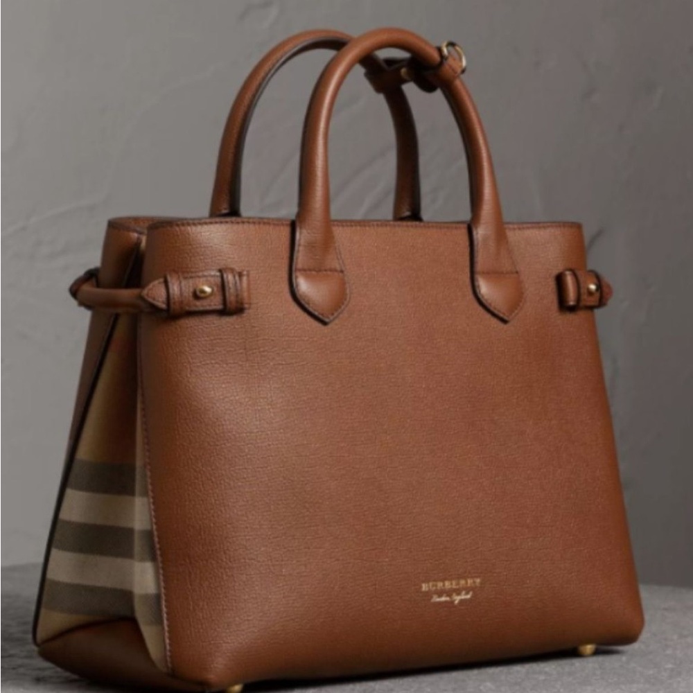 Burberry House check Derby leather Medium banner tote
